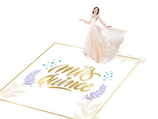 Customizable Gorgeous Quinceanera Dance Floor Wrap Gloss Removable Vinyl. Print and Vinyl to cover the entire dancefloor. Mis Quince anos