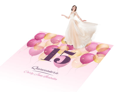 Customizable Gorgeous Quinceanera Dance Floor Wrap Gloss Removable Vinyl. Print and Vinyl to cover the entire dancefloor. Mis Quince anos