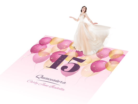Customizable Gorgeous Quinceanera Dance Floor Wrap Gloss Removable Vinyl. Print and Vinyl to cover the entire dancefloor. Mis Quince anos