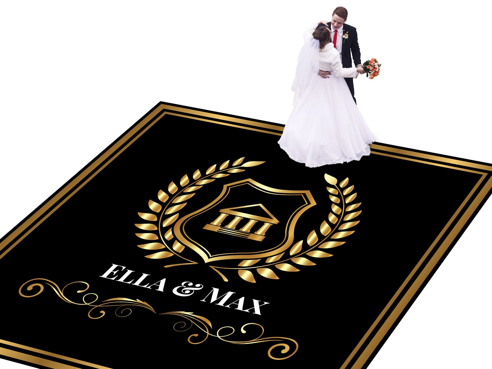 Custom Wedding Decal Dance Floor Wrap Gloss Removable Vinyl. Monogram Print and Vinyl to cover the entire dancefloor. Wedding logo design