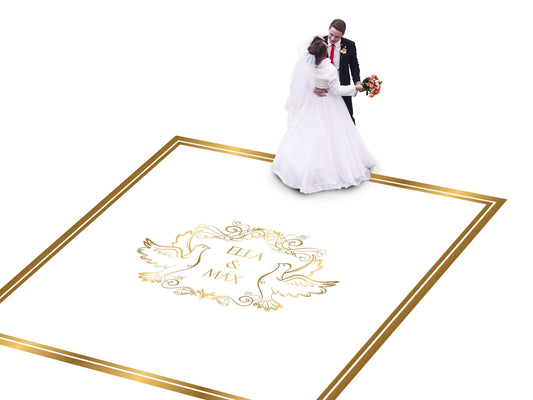 Custom Wedding Decal Dance Floor Wrap Gloss Removable Vinyl. Monogram Print and Vinyl to cover the entire dancefloor. Wedding logo design