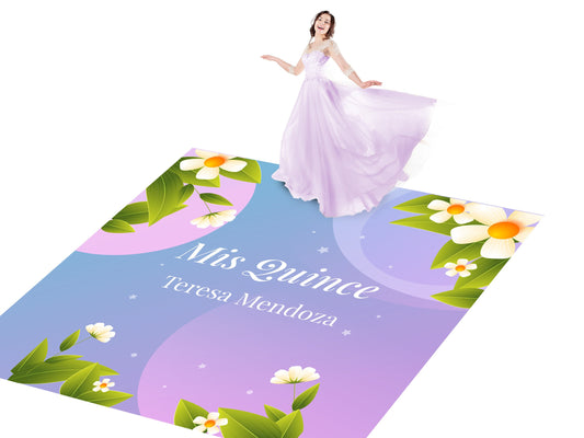 Customizable Gorgeous Quinceanera Dance Floor Wrap Gloss Removable Vinyl. Print and Vinyl to cover the entire dancefloor. Mis Quince anos