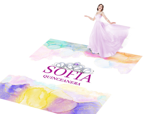 Customizable Gorgeous Quinceanera Dance Floor Wrap Gloss Removable Vinyl. Print and Vinyl to cover the entire dancefloor. Mis Quince anos