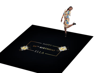 Customizable Birthday Decal Dance Floor Wrap Gloss/Matte Removable Vinyl. Vinyl to cover the entire dancefloor. Birthday party logo design