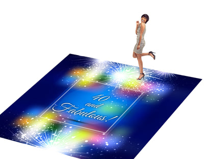 Customizable Birthday Decal Dance Floor Wrap Gloss/Matte Removable Vinyl. Vinyl to cover the entire dancefloor. Birthday party logo design