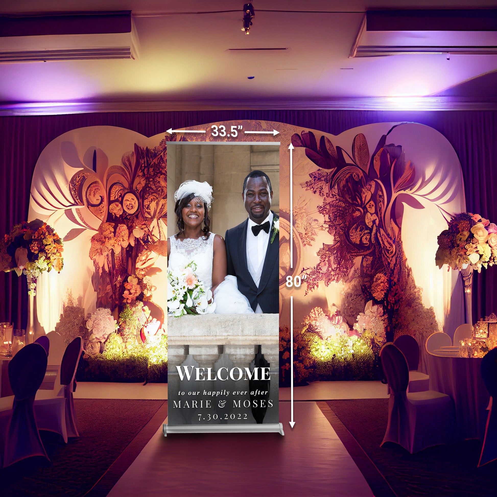 Wedding Welcome Sign Banner Photo & Logo. Retractable Banner, Custom Roll Up Banner, Sign Display, Retractable High Quality. FREE SHIPPING!