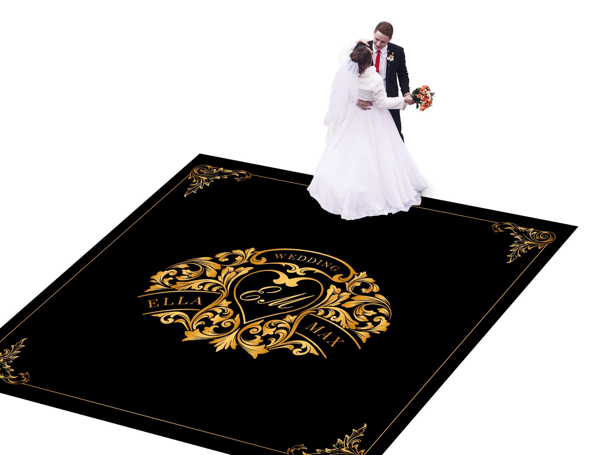 Custom Wedding Decal Dance Floor Wrap Gloss Removable Vinyl. Monogram Print and Vinyl to cover the entire dancefloor. Wedding logo design