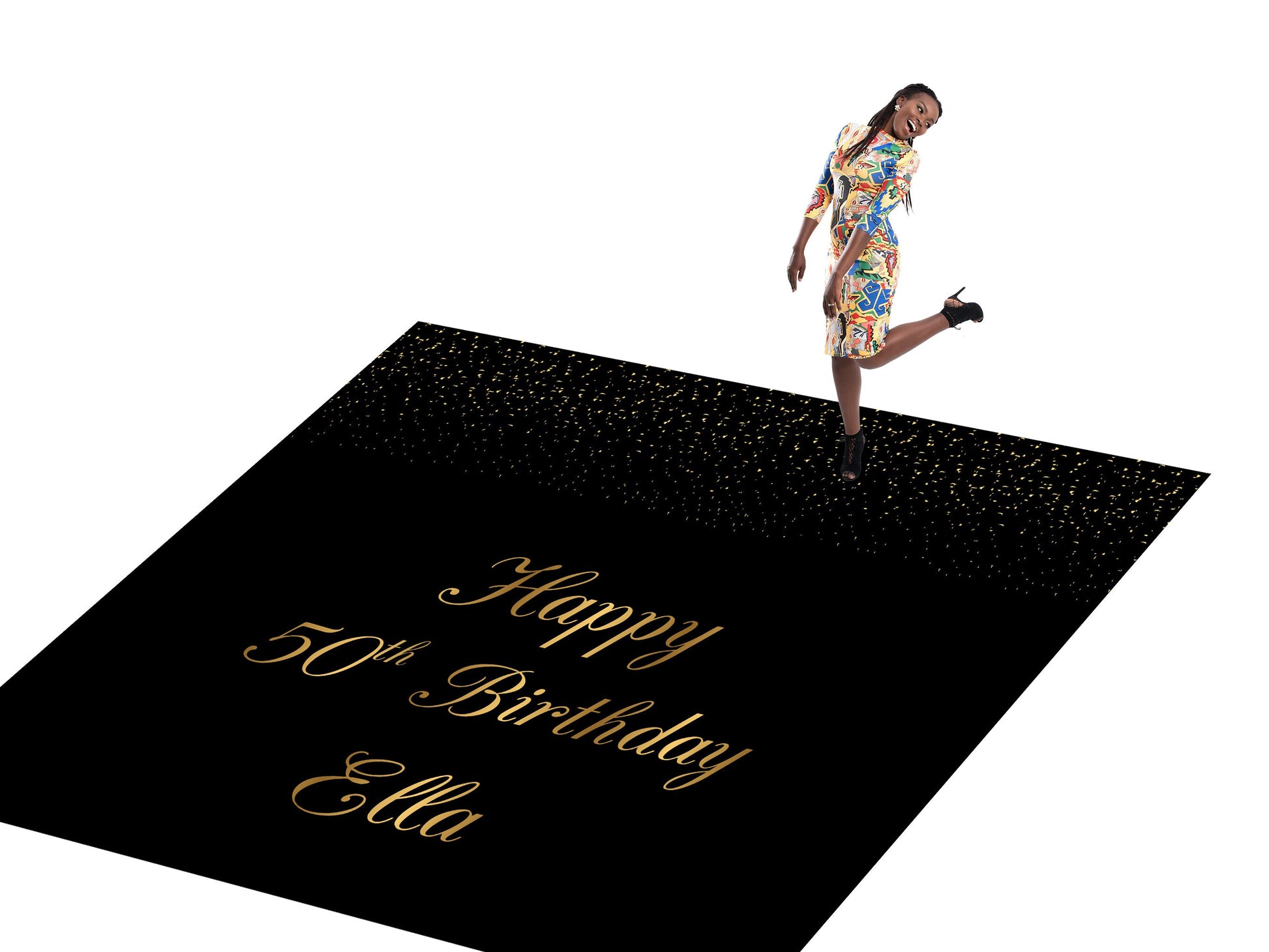 Customizable Birthday Decal Dance Floor Wrap Gloss/Matte Removable Vinyl. Vinyl to cover the entire dancefloor. Birthday party logo design