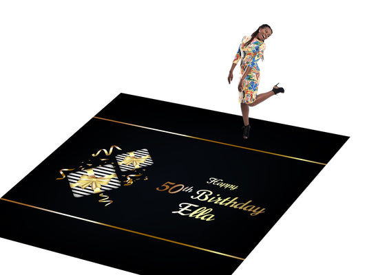 Customizable Birthday Decal Dance Floor Wrap Gloss/Matte Removable Vinyl. Vinyl to cover the entire dancefloor. Birthday party logo design