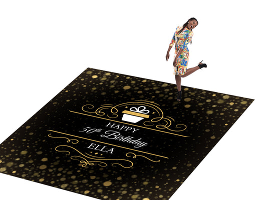 Customizable Birthday Decal Dance Floor Wrap Gloss/Matte Removable Vinyl. Vinyl to cover the entire dancefloor. Birthday party logo design