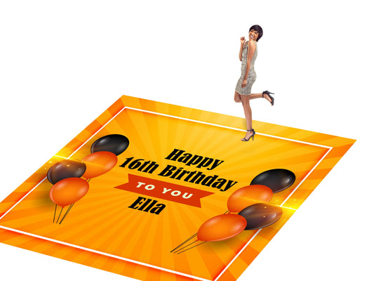 Customizable Birthday Decal Dance Floor Wrap Gloss/Matte Removable Vinyl. Vinyl to cover the entire dancefloor. Birthday party logo design