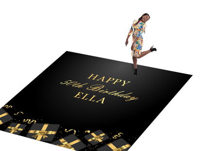Customizable Birthday Decal Dance Floor Wrap Gloss/Matte Removable Vinyl. Vinyl to cover the entire dancefloor. Birthday party logo design