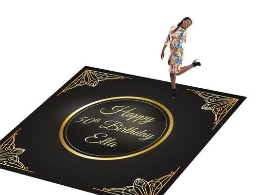 Customizable Birthday Decal Dance Floor Wrap Gloss/Matte Removable Vinyl. Vinyl to cover the entire dancefloor. Birthday party logo design