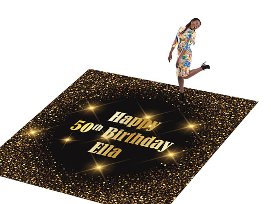 Customizable Birthday Decal Dance Floor Wrap Gloss/Matte Removable Vinyl. Vinyl to cover the entire dancefloor. Birthday party logo design