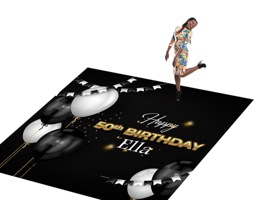 Customizable Birthday Decal Dance Floor Wrap Gloss/Matte Removable Vinyl. Vinyl to cover the entire dancefloor. Birthday party logo design