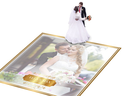 Super Unique Custom Wedding Photo Portrait Dance Floor Wrap Design. Removable Vinyl. Floor Wrap Print to cover the dancefloor. Wedding logo