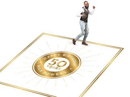 Customizable Birthday Decal Dance Floor Wrap Gloss/Matte Removable Vinyl. Vinyl to cover the entire dancefloor. Birthday party logo design