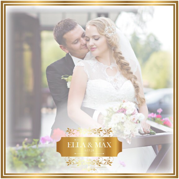 Super Unique Custom Wedding Photo Portrait Dance Floor Wrap Design. Removable Vinyl. Floor Wrap Print to cover the dancefloor. Wedding logo