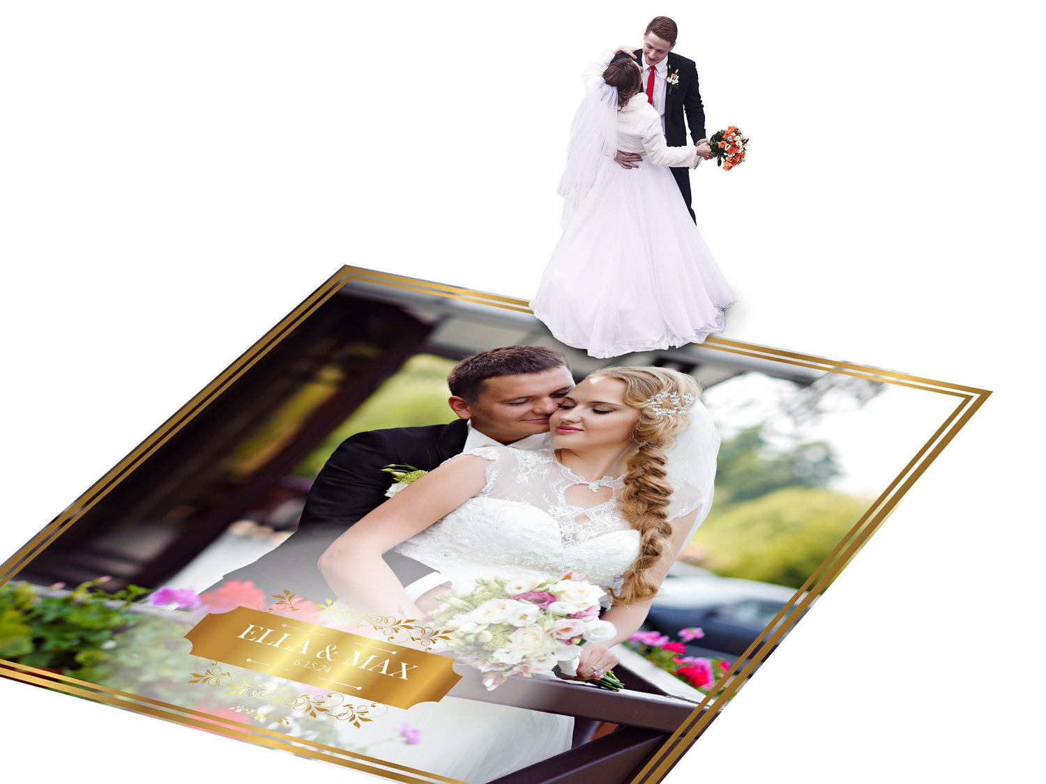 Super Unique Custom Wedding Photo Portrait Dance Floor Wrap Design. Removable Vinyl. Floor Wrap Print to cover the dancefloor. Wedding logo