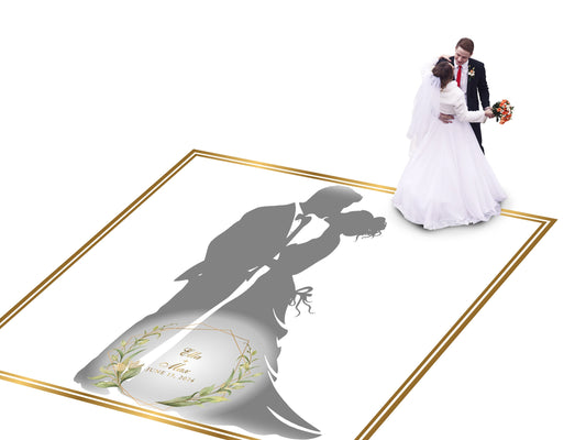 Super Unique Custom Wedding Photo Portrait Dance Floor Wrap Design. Removable Vinyl. Floor Wrap Print to cover the dancefloor. Wedding logo