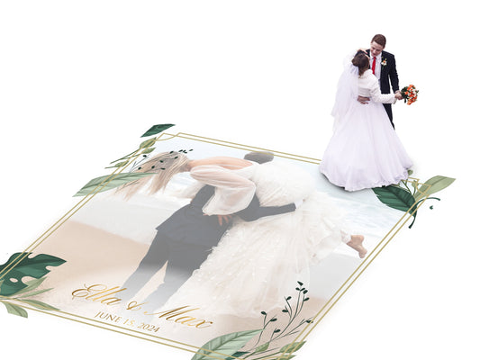 Super Unique Custom Wedding Photo Portrait Dance Floor Wrap Design. Removable Vinyl. Floor Wrap Print to cover the dancefloor. Wedding logo