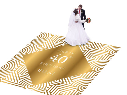 Customizable Birthday Decal Dance Floor Wrap Gloss/Matte Removable Vinyl. Vinyl to cover the entire dancefloor. Birthday party logo design