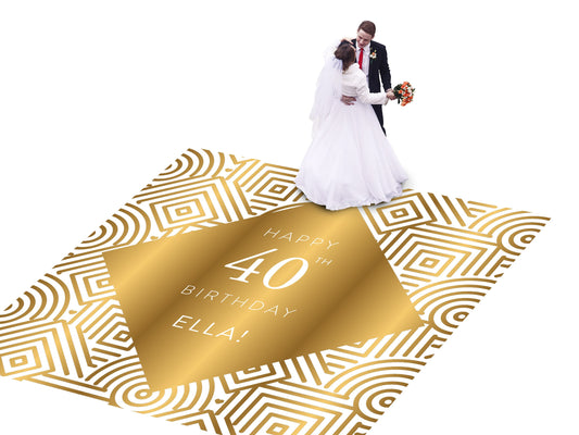 Customizable Birthday Decal Dance Floor Wrap Gloss/Matte Removable Vinyl. Vinyl to cover the entire dancefloor. Birthday party logo design