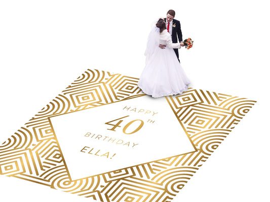 Customizable Birthday Decal Dance Floor Wrap Gloss/Matte Removable Vinyl. Vinyl to cover the entire dancefloor. Birthday party logo design