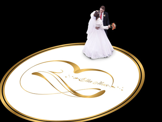 Unique Circular Custom Wedding Decal Dance Floor Wrap. Gloss Removable Vinyl. Wedding Floor designs that cover the dancefloor. Free Shipping