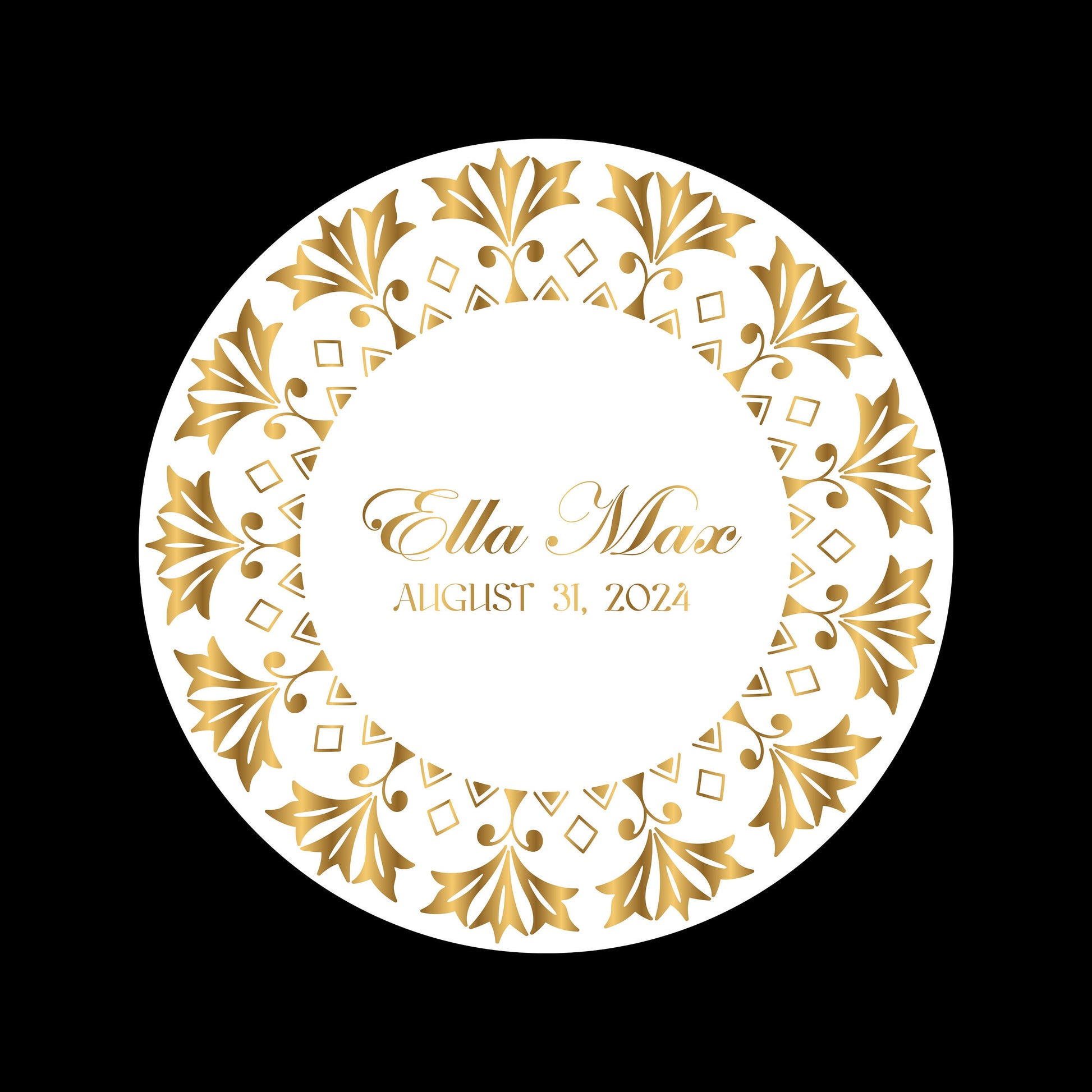 Unique Circular Custom Wedding Decal Dance Floor Wrap. Gloss Removable Vinyl. Wedding Floor designs that cover the dancefloor. Free Shipping