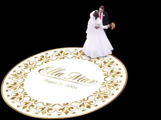 Unique Circular Custom Wedding Decal Dance Floor Wrap. Gloss Removable Vinyl. Wedding Floor designs that cover the dancefloor. Free Shipping