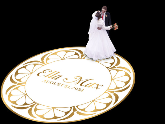 Unique Circular Custom Wedding Decal Dance Floor Wrap. Gloss Removable Vinyl. Wedding Floor designs that cover the dancefloor. Free Shipping