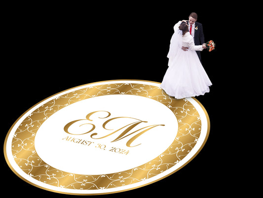 Unique Circular Custom Wedding Decal Dance Floor Wrap. Gloss Removable Vinyl. Wedding Floor designs that cover the dancefloor. Free Shipping