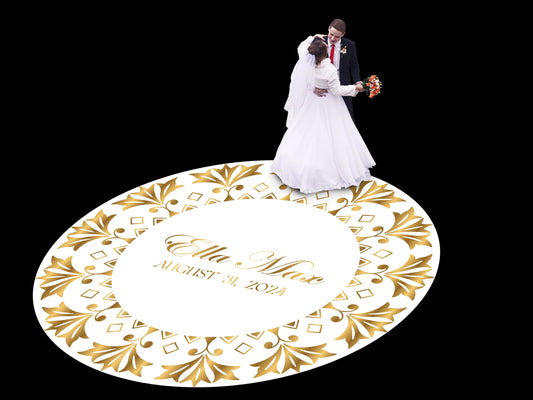 Unique Circular Custom Wedding Decal Dance Floor Wrap. Gloss Removable Vinyl. Wedding Floor designs that cover the dancefloor. Free Shipping