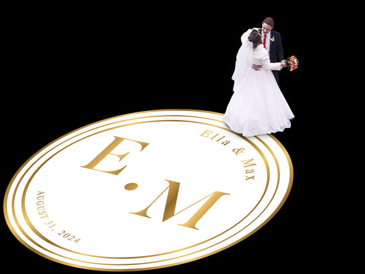 Unique Circular Custom Wedding Decal Dance Floor Wrap. Gloss Removable Vinyl. Wedding Floor designs that cover the dancefloor. Free Shipping