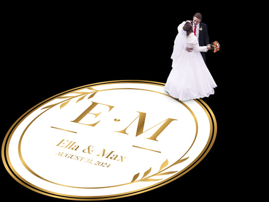 Unique Circular Custom Wedding Decal Dance Floor Wrap. Gloss Removable Vinyl. Wedding Floor designs that cover the dancefloor. Free Shipping