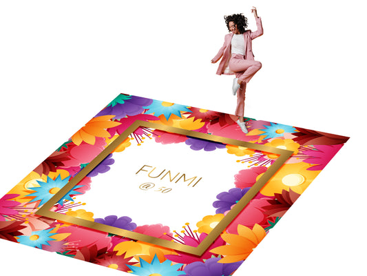Customizable Birthday Decal Dance Floor Wrap Gloss/Matte Removable Vinyl. Vinyl to cover the entire dancefloor. Birthday party logo design