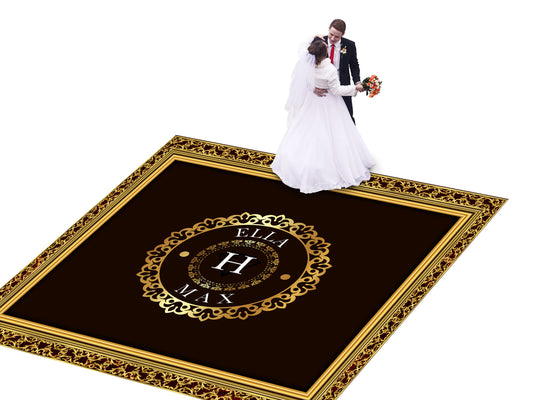 Super Unique Photo Frame Wedding Dance Floor Wrap Gloss Removable Vinyl. Print and Vinyl to cover the entire dancefloor. Wedding logo design