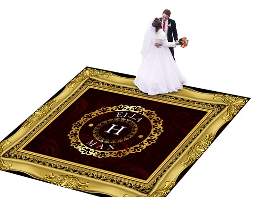Super Unique Photo Frame Wedding Dance Floor Wrap Gloss Removable Vinyl. Print and Vinyl to cover the entire dancefloor. Wedding logo design