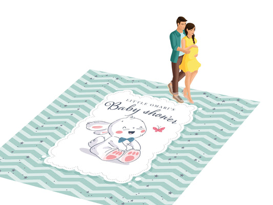 Customizable Baby Shower Decal Dance Floor Wrap Gloss Removable Vinyl. Vinyl to cover the entire dancefloor. Baby Shower party logo design