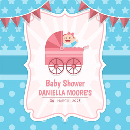 Customizable Baby Shower Decal Dance Floor Wrap Gloss Removable Vinyl. Vinyl to cover the entire dancefloor. Baby Shower party logo design