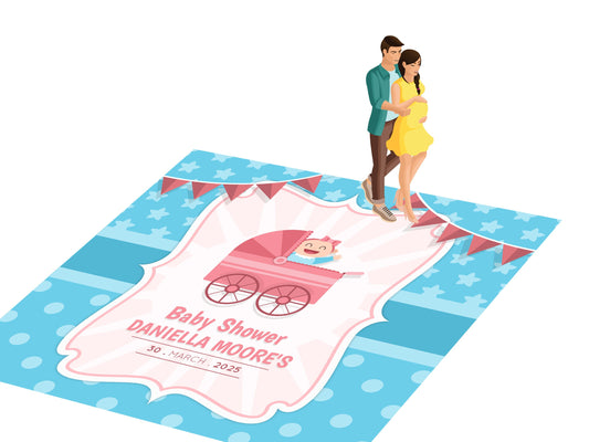 Customizable Baby Shower Decal Dance Floor Wrap Gloss Removable Vinyl. Vinyl to cover the entire dancefloor. Baby Shower party logo design