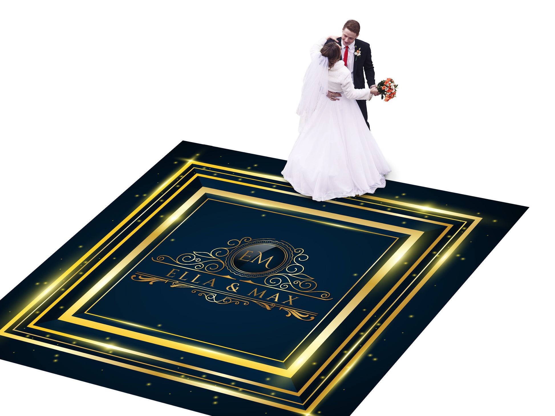Super Unique Photo Frame Wedding Dance Floor Wrap Gloss Removable Vinyl. Print and Vinyl to cover the entire dancefloor. Wedding logo design